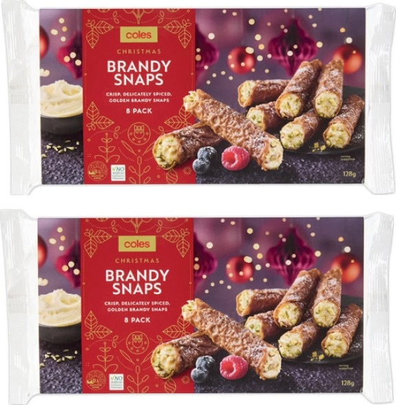 Coles Christmas Brandy Snaps 8 Pack 128g