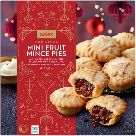 Coles Christmas Mini Fruit Mince Pies 9 Pack 243g