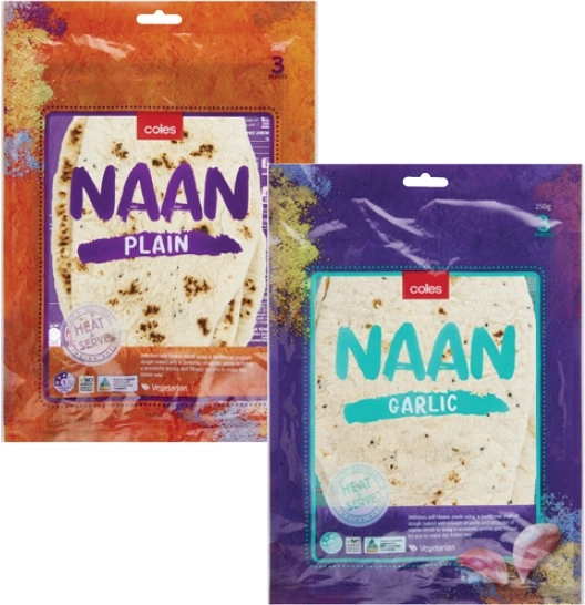 Coles Indian Naan Bread 225g-280g