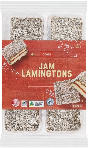 Coles Jam Lamington 6 Pack 350g