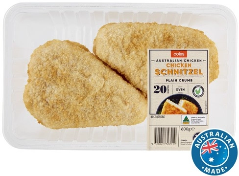 Coles RSPCA Approved Chicken Schnitzel Plain Crumb 600g