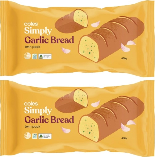 Coles Simply Garlic Bread Twin Pack 450g