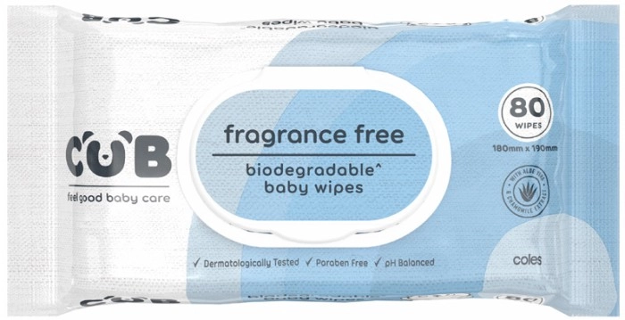 CUB Fragrance Free Baby Wipes 80 Pack