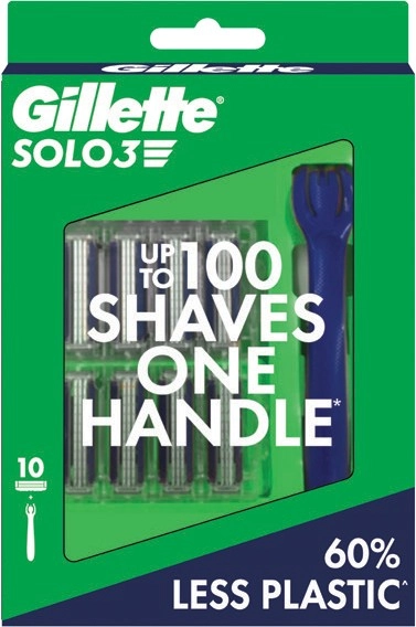 Gillette Solo 3 Mens Razor with 10 Refill Blades 1 Pack