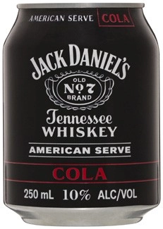 Jack Daniels American Serve & Cola Cans 4x250mL