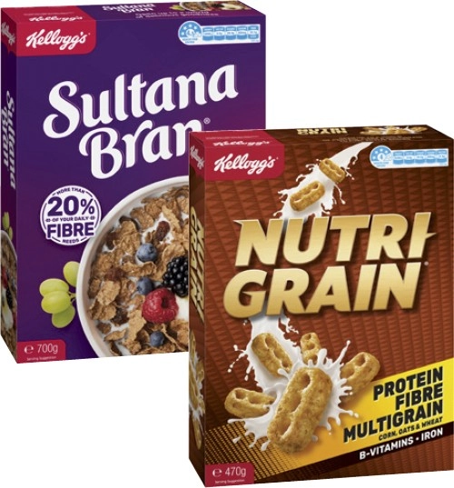 Kellogg's Nutri Grain 470g, Coco Pops Chex 500g or Sultana Bran 700g