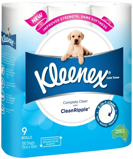 Kleenex 3-Ply Complete Clean Toilet Paper 9 Pack