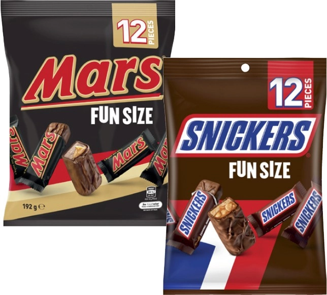 Mars Chocolate Fun Size 132g-192g or Skittles Fun Size 180g