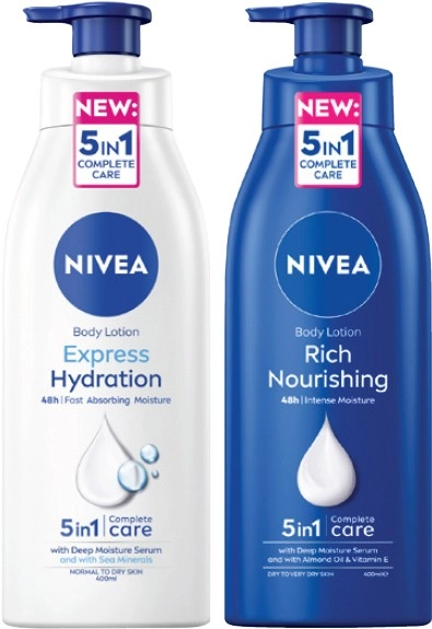 Nivea Rich Nourishing or Express Hydration Body Lotion 400mL