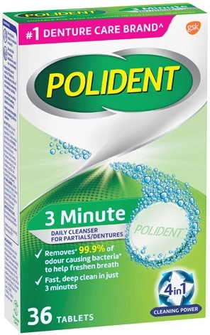 Polident 3 Minute Daily Denture Cleaner Tablets 36 Pack