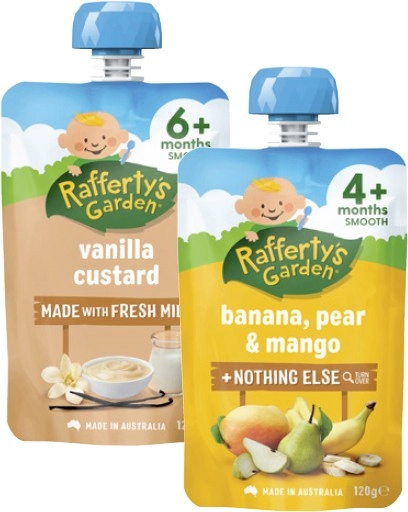 Rafferty's Garden 4+ Months, 6+ Months or 8+ Months Baby Food Pouch 120g