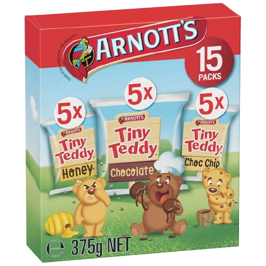 Arnott's Tiny Teddy Variety Multipack Biscuits 375g Pk 15