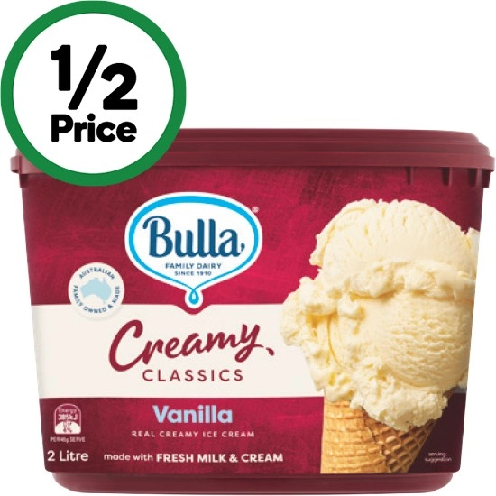 Bulla Creamy Classics Ice Cream Varieties 2 Litre – From the Freezer