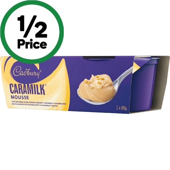 Cadbury Mousse Dairy Milk or Caramilk 80g Pk 2 – From the Fridge