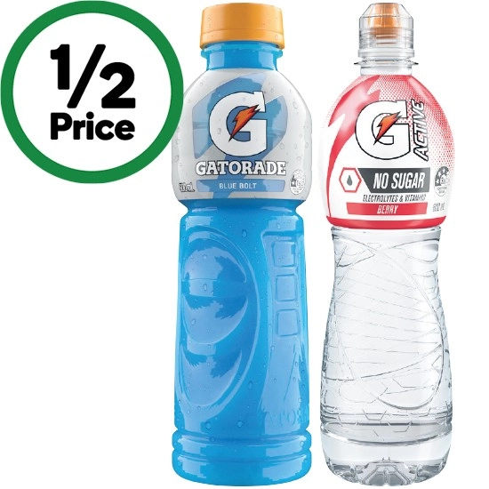 Gatorade Sports Drink 600ml or G-Active Flavoured Water 600ml