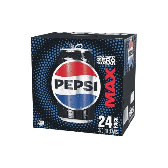 Pepsi Max, Solo No Sugar, Mountain Dew No Sugar, Sunkist No Sugar or Schweppes Lemonade Zero Soft Drink Can Varieties 24 x 375ml