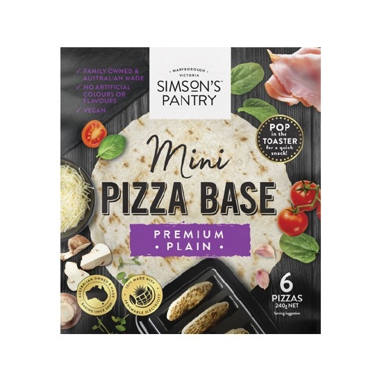 Simson's Pantry Mini Pizza Base Varieties 240g Pk 6