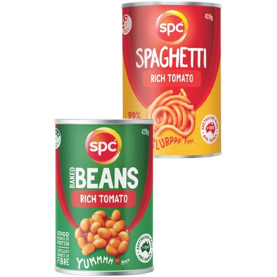 SPC Baked Beans or Spaghetti 420-425g