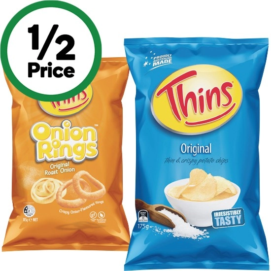 Thins Potato Chips 150-175g or Thins Onion Rings 85g