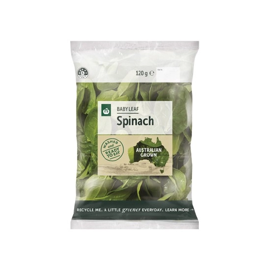 Woolworths Australian Baby Leaf Spinach 120g Pack