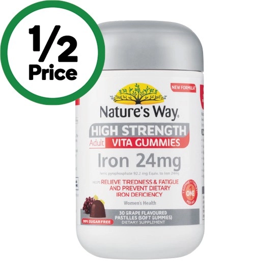 Nature's Way High Strength Iron 24mg Vita Gummies Pk 30†