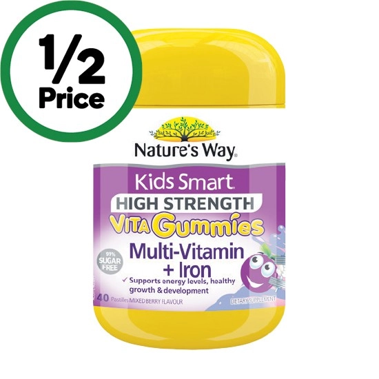 Nature’s Way Kids Smart Vita Gummies Multi-Vitamin + Iron Pk 40†