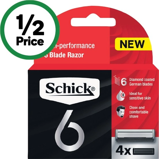 Schick 6 High Performance Razor Blades Pk 4