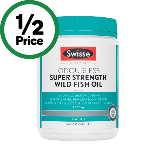 Swisse Ultiboost Odourless Super Strength Wild Fish Oil Pk 200†