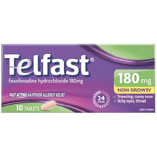 Telfast Hayfever Allergy Relief 180mg Tablets Pk 10†