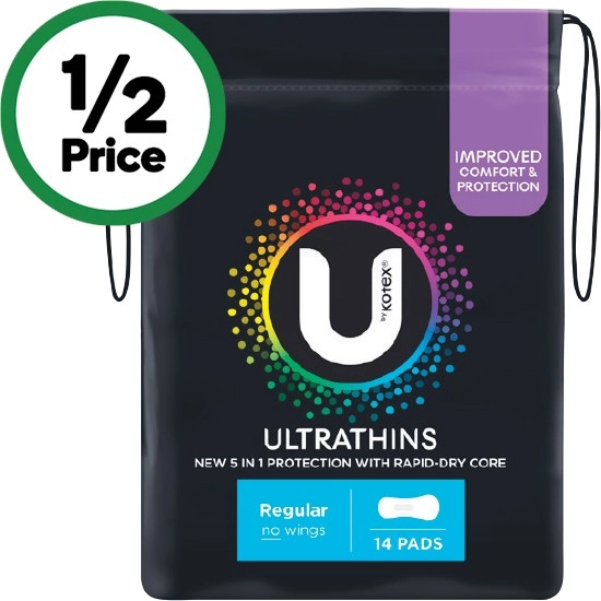 U by Kotex Ultrathins Regular Pads Pk 14