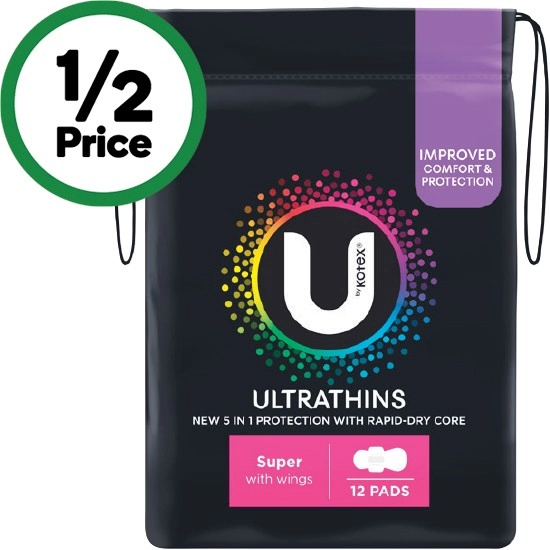 U by Kotex Ultrathins Super Pads Pk 12