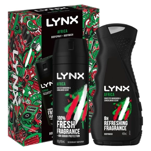 Lynx Africa Duo Men's Gift Set Full-Sized Body Spray & Body Wash 2 Piece Set