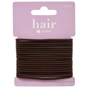 Priceline Thin Elastics Brunette 20 Pack