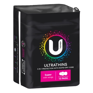 U By Kotex Super Ultrathin Pads 12 Pack