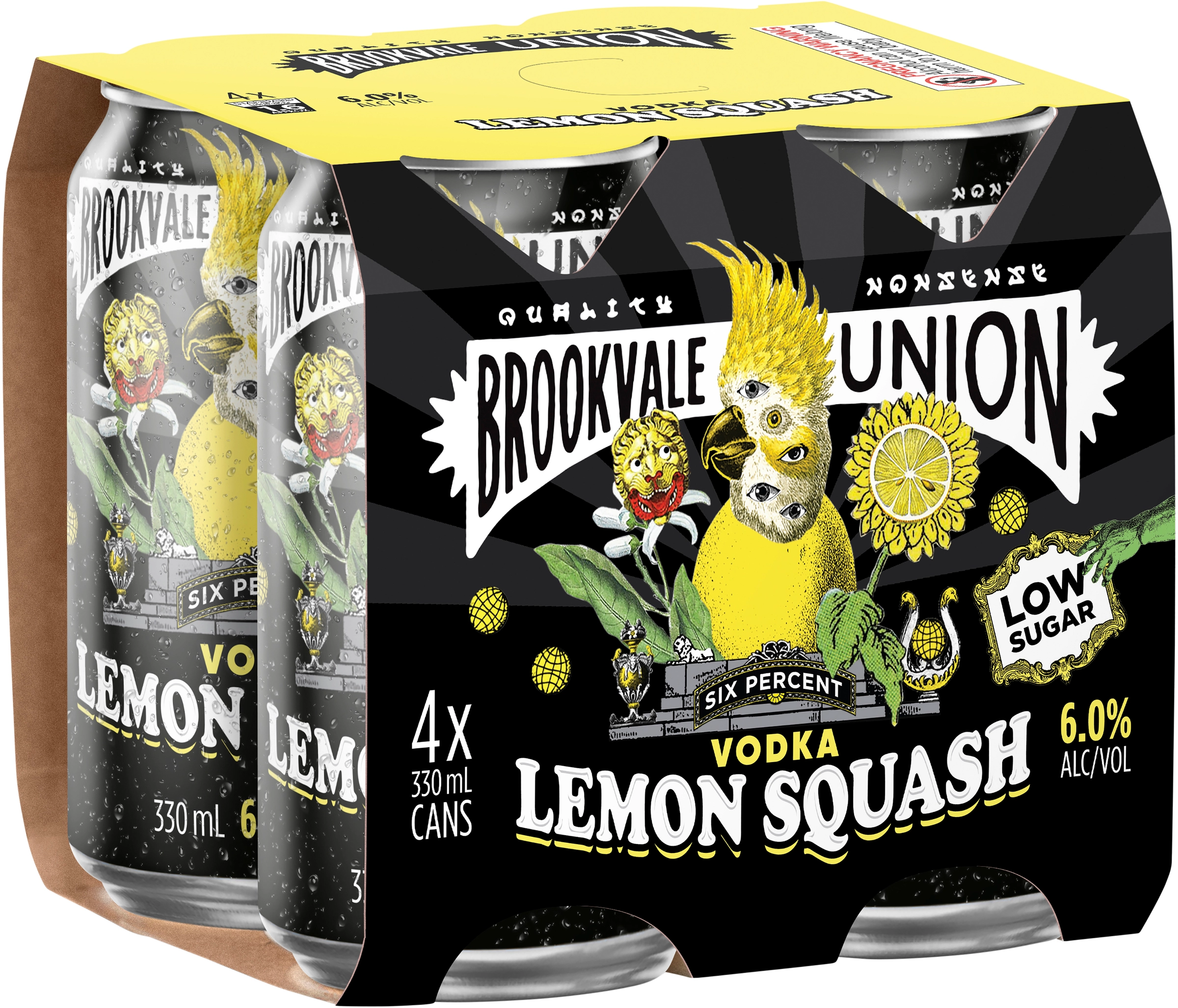 Brookvale Union Vodka Lemon Squash Cans 4x330ml