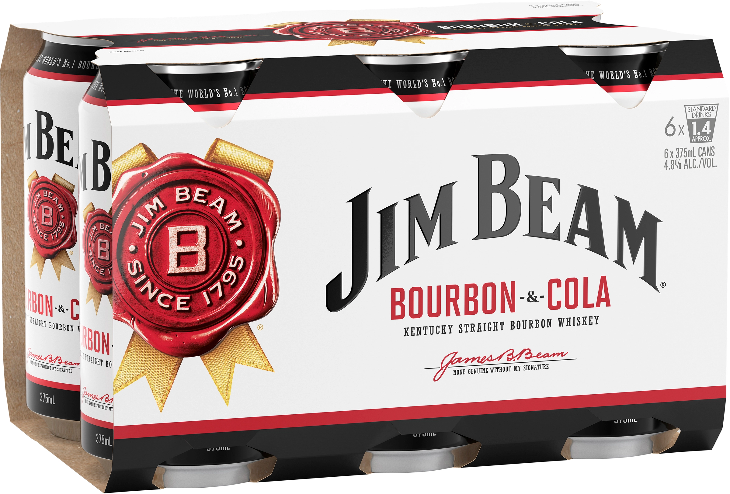 Jim Beam White and Cola Cans 6x375ml