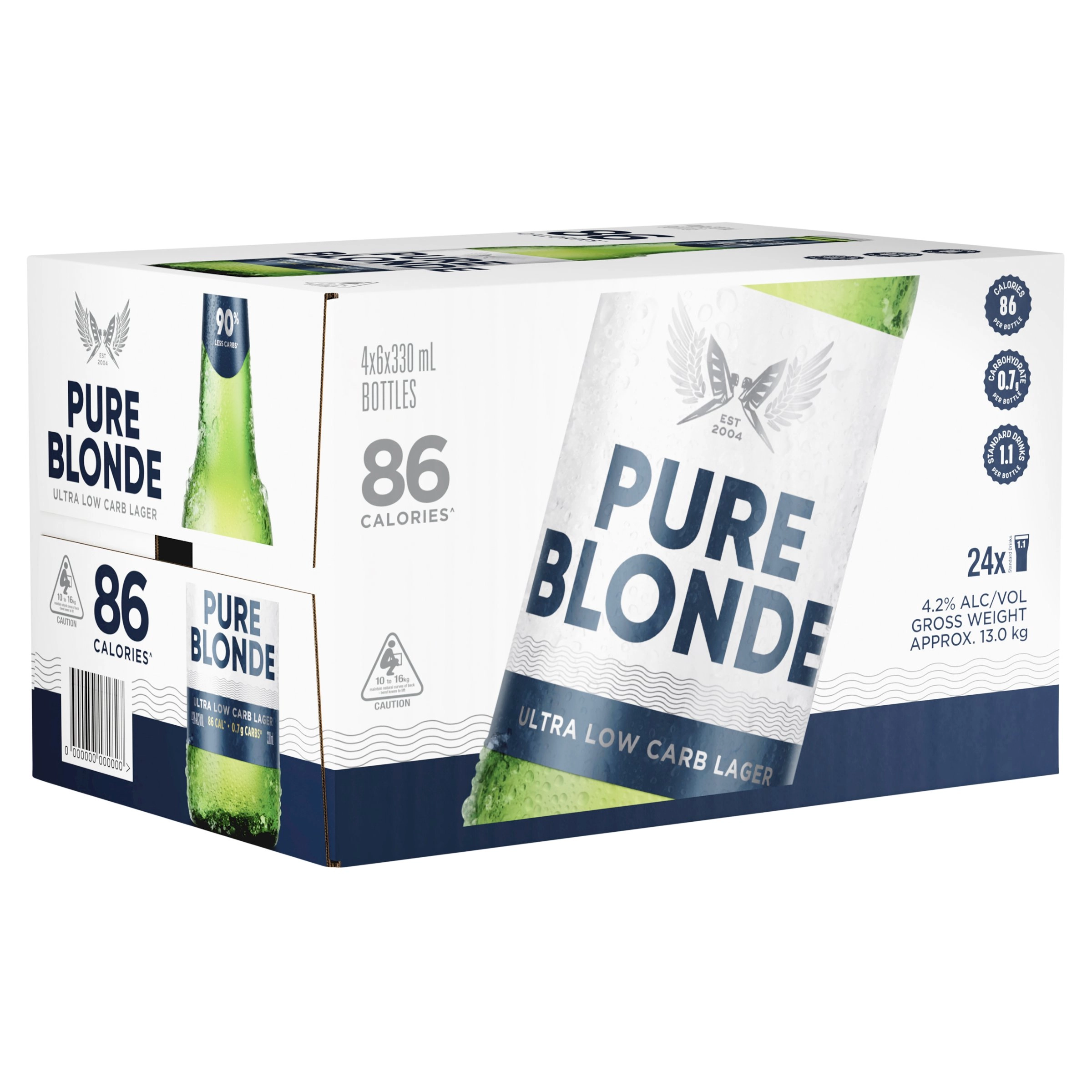 Pure Blonde Ultra Low Carb Lager Bottles 24x330ml