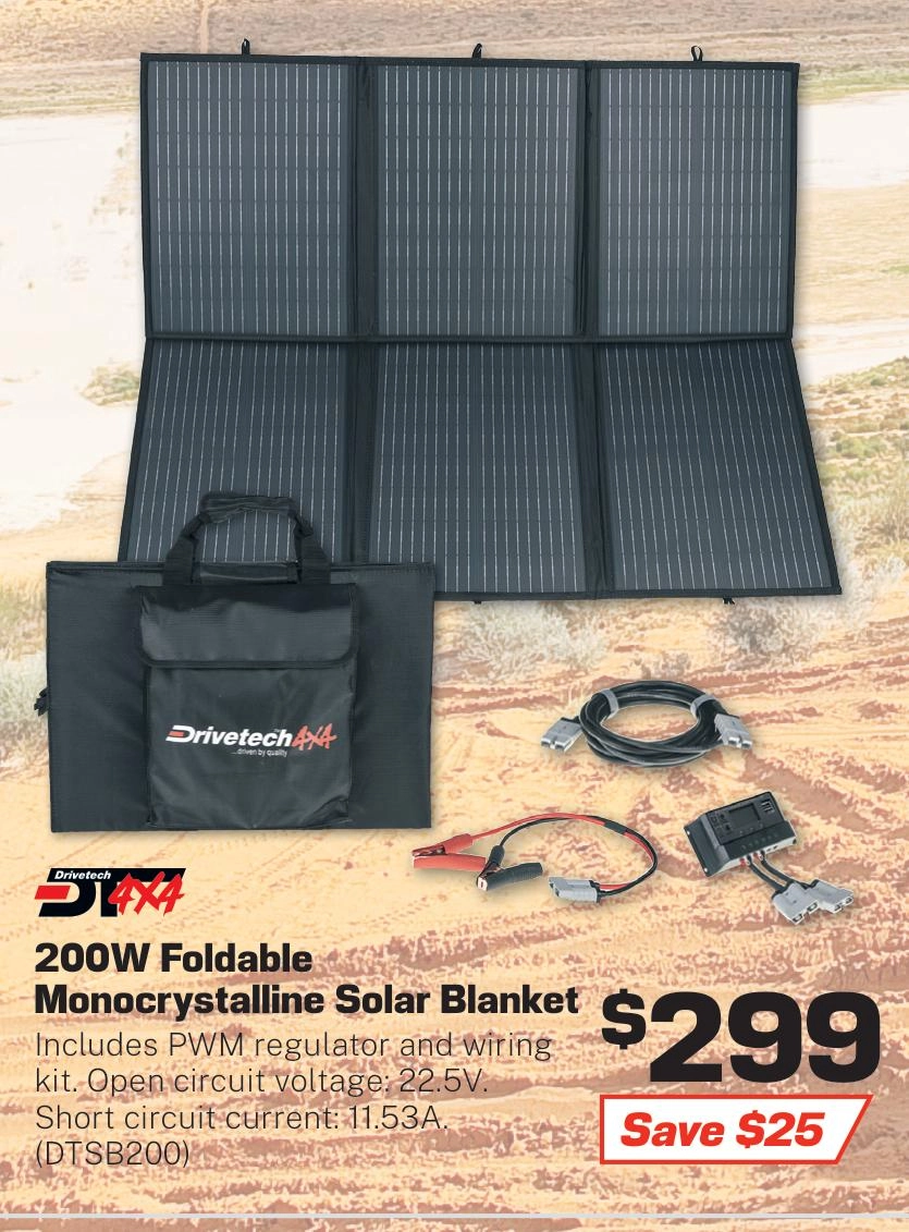 Drivetech 4x4 200W Foldable Solar Blanket - DTSB200