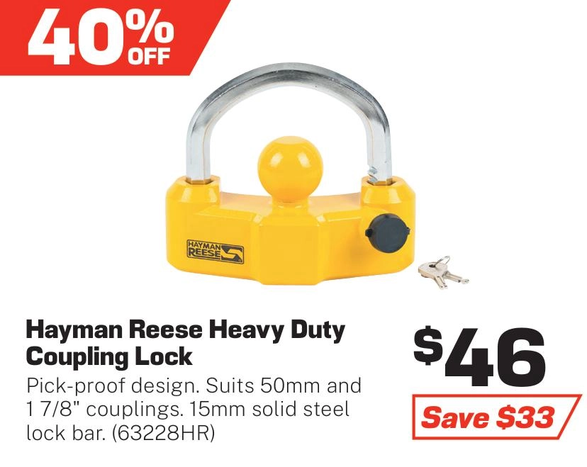 Hayman Reese Heavy Duty Tow Hitch Coupling Trailer Lock - 63228HR