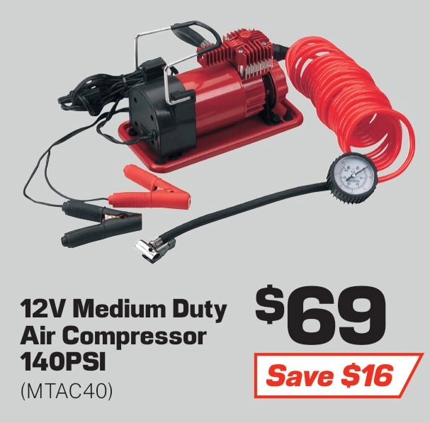 MaxiTrac 12v Medium Duty Air Compressor 140psi - MTAC40