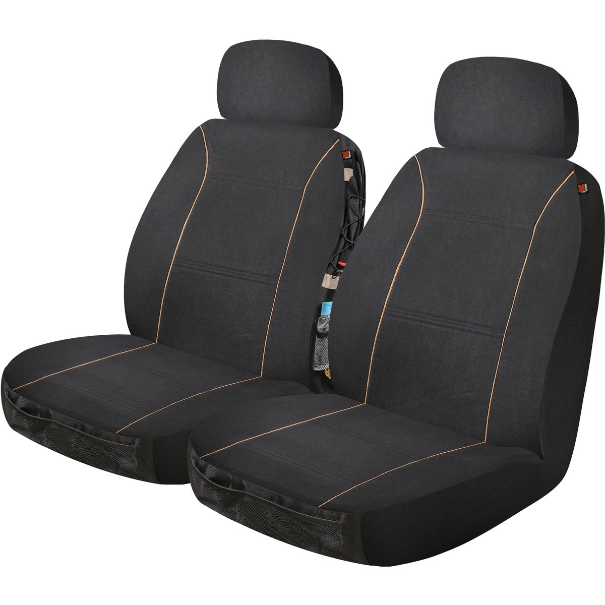 MaxiTrac Front Car Seat Covers Canvas, Black - Pair - MTSCFT-COT