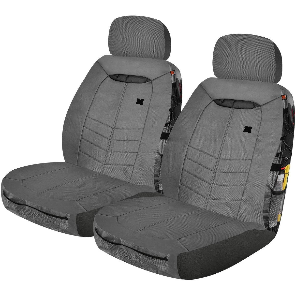 MaxiTrac Front Car Seat Covers HD Polyester, Grey - Pair - MTSCFT-RIP