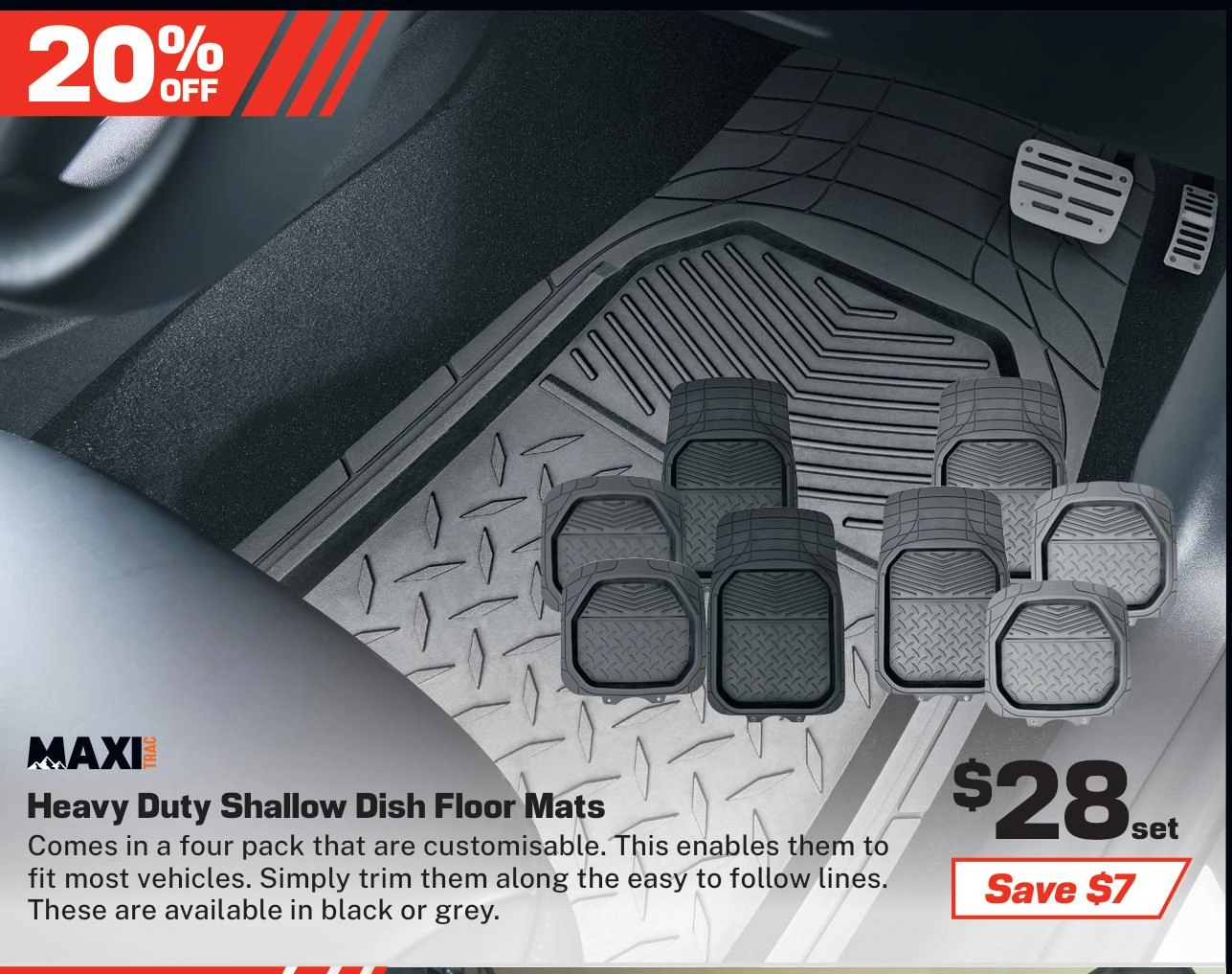 MaxiTrac Heavy Duty Shallow Dish Floor Mats