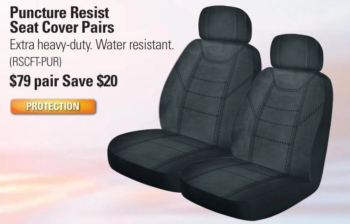 Repco Front Car Seat Covers Polyester, Black - Pair