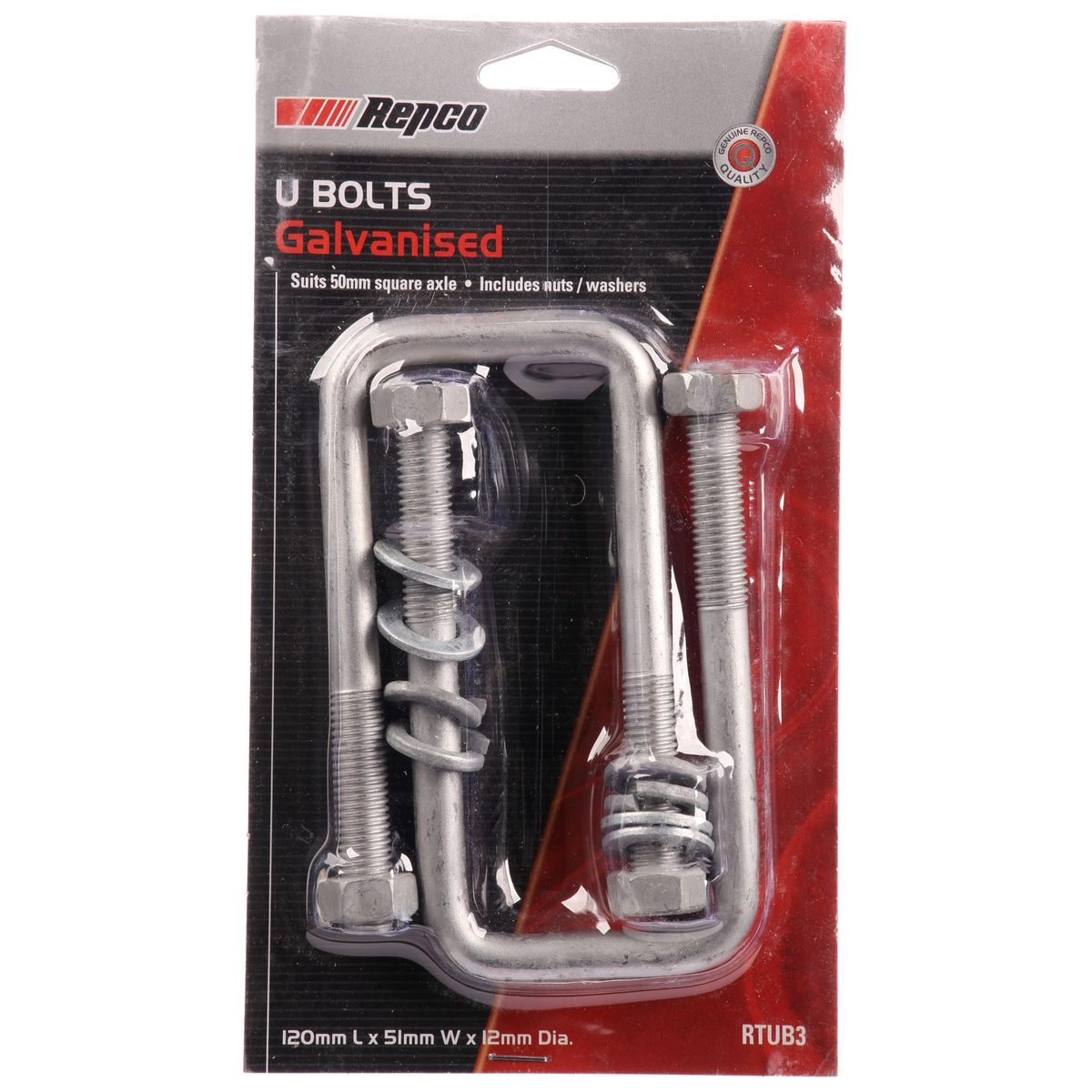 Repco U Bolt M12 x 51mm x 120mm Square - RTUB3