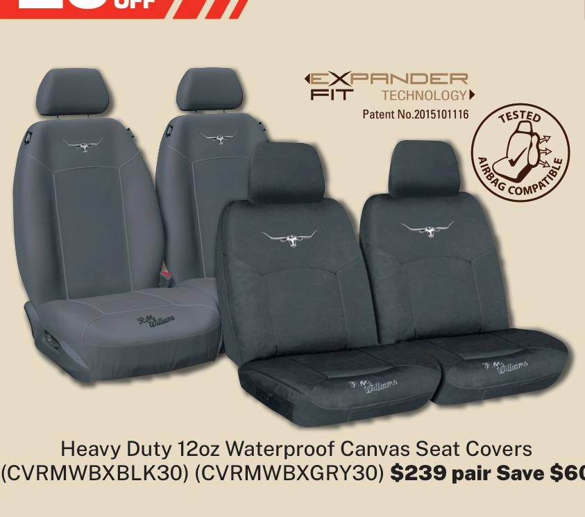 RM Williams Heavy Duty 12oz Waterproof Canvas Seat Covers