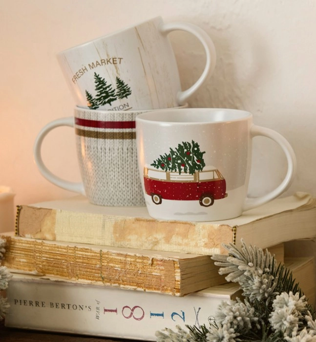 Bouclair Christmas Ceramic Mugs 4 Pack