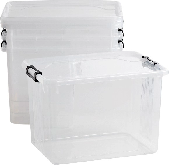 Lock Stock & Barrel Storage Boxes Set of 4 Clear 20L