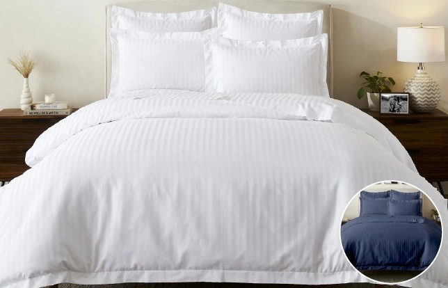 Platinum Grand 800 Thread Count Cotton Sateen Stripe Quilt Cover Set