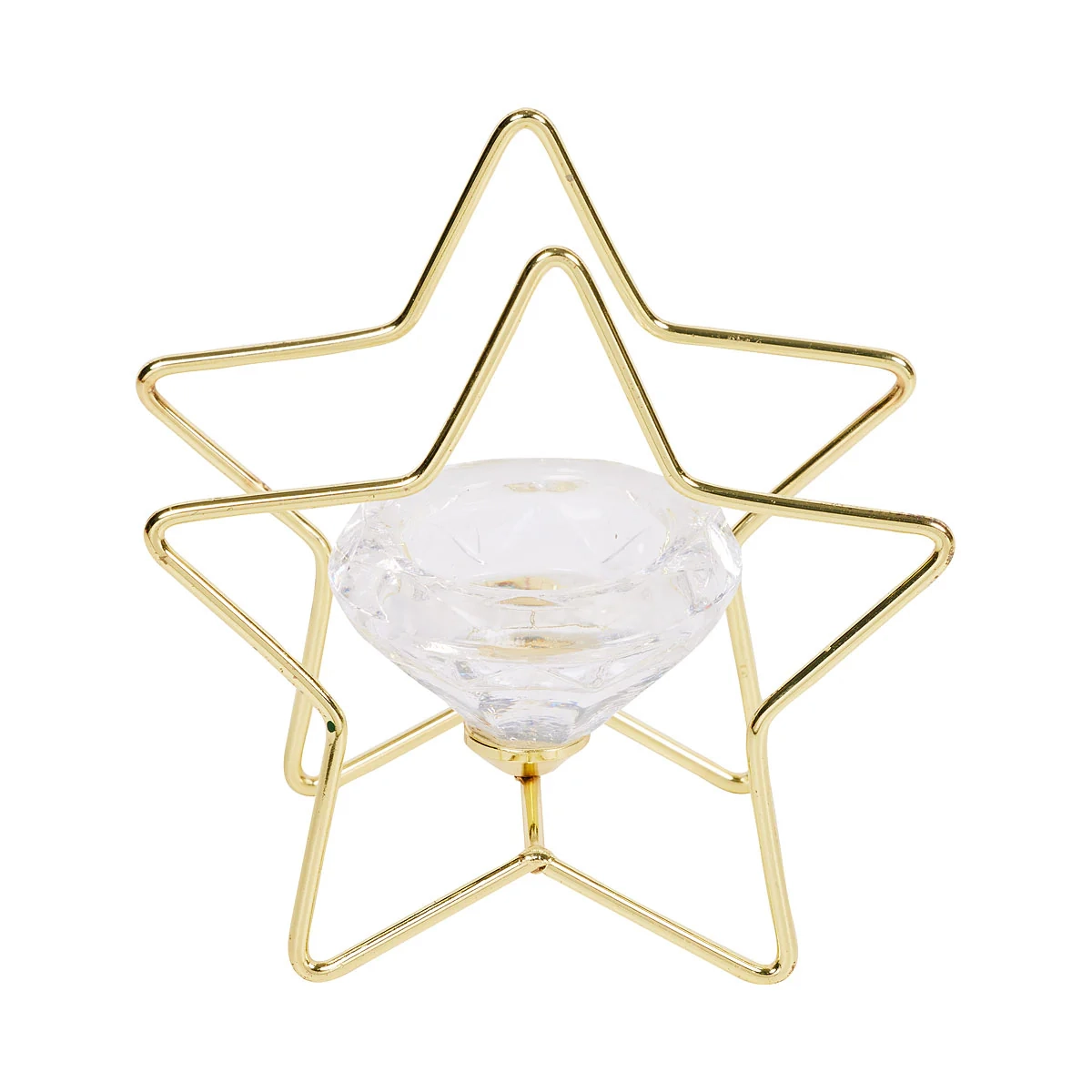 Christmas Star Glass Tealight Holder Gold